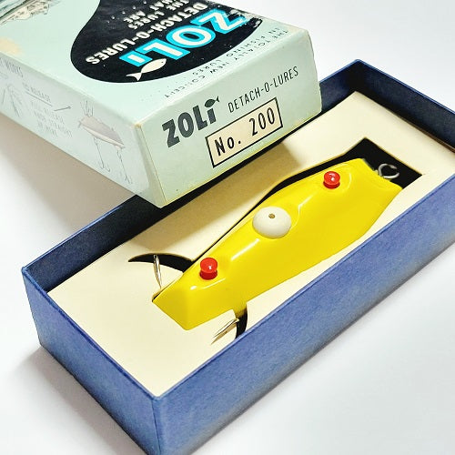 VINTAGE ZOLI DETACK-O-LURES IN ORAGINAL BOX No. 200 YELLOW