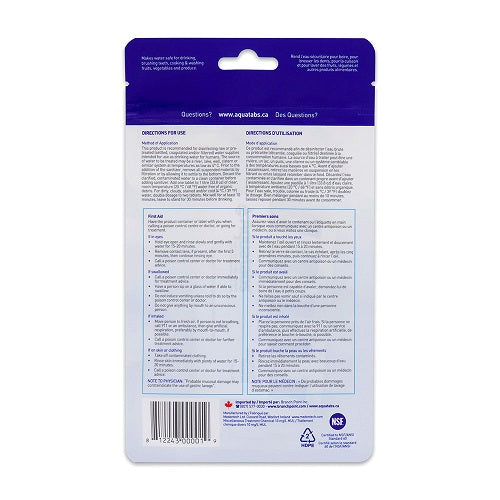 AQUATABS - WATER PURIFICATION TABLETS 49 MG 50 PACK