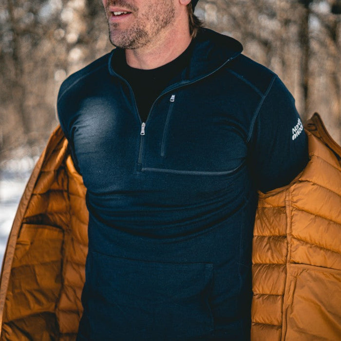 WOOLOVE - NORTHWOOL MEN'S MERINO WOOL 1/4 ZIP MIDLAYER HOODIE