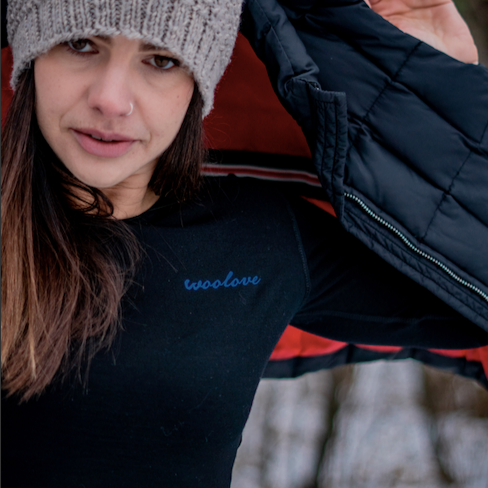 WOOLOVE - WOMEN'S 100% MERINO WOOL LONG SLEEVE CREW NECK BASE LAYER
