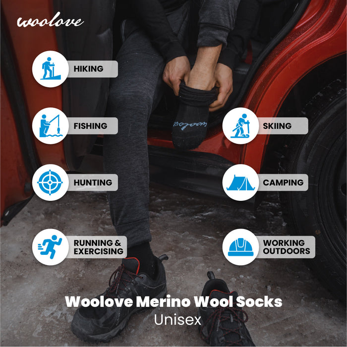 WOOLOVE - UNISEX MERINO WOOL PREMIUM BASE LAYER SOCKS (2 Pack)