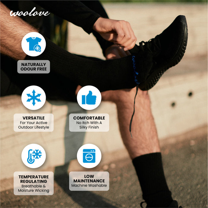 WOOLOVE - UNISEX MERINO WOOL PREMIUM BASE LAYER SOCKS (2 Pack)