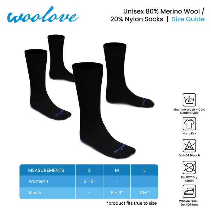 WOOLOVE - UNISEX MERINO WOOL PREMIUM BASE LAYER SOCKS (2 Pack)