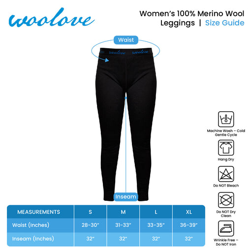 WOOLOVE - WOMEN'S 100% MERINO WOOL LONG UNDERWEAR BASE LAYER