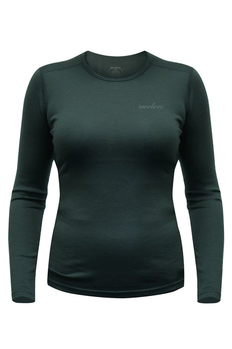 WOOLOVE - WOMEN'S 100% MERINO WOOL LONG SLEEVE CREW NECK BASE LAYER