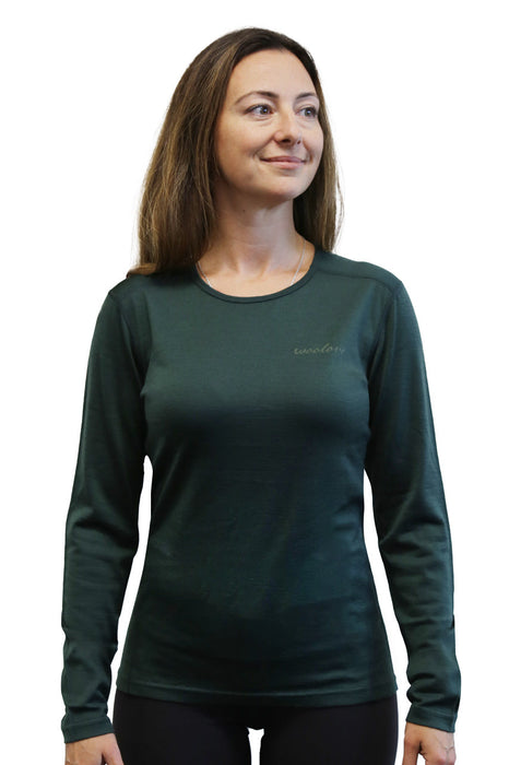 WOOLOVE - WOMEN'S 100% MERINO WOOL LONG SLEEVE CREW NECK BASE LAYER