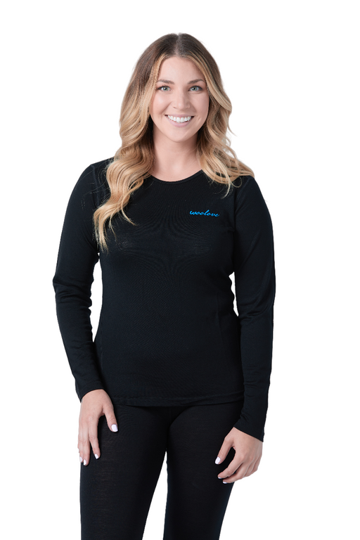 WOOLOVE - WOMEN'S 100% MERINO WOOL LONG SLEEVE CREW NECK BASE LAYER