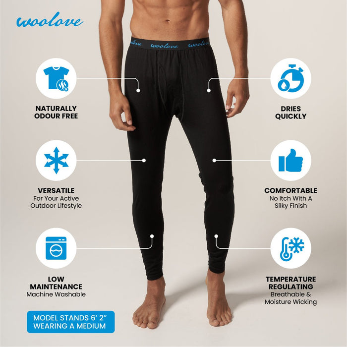 WOOLOVE - MEN'S 100% MERINO WOOL LONG UNDERWEAR BASE LAYER