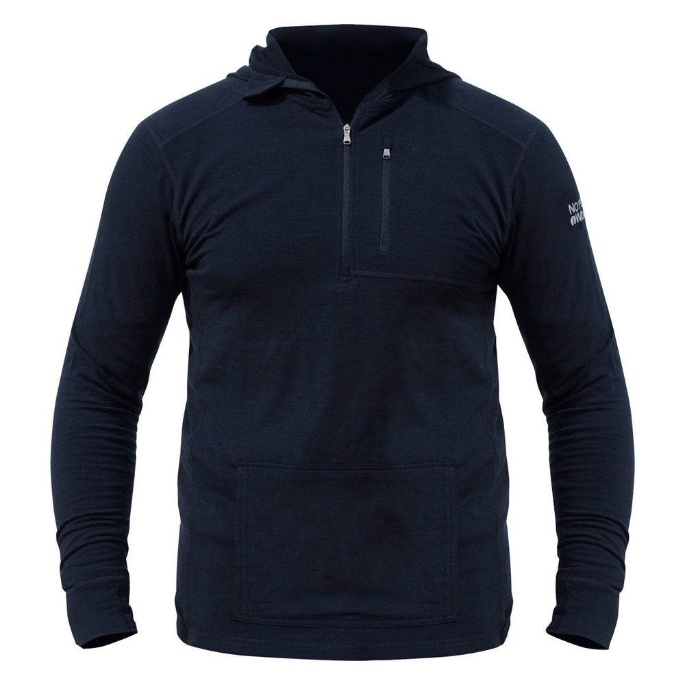 WOOLOVE - NORTHWOOL MEN'S MERINO WOOL 1/4 ZIP MIDLAYER HOODIE